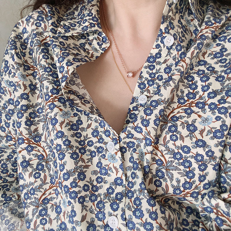 Niche Art Shirt Retro Blue Arabesque