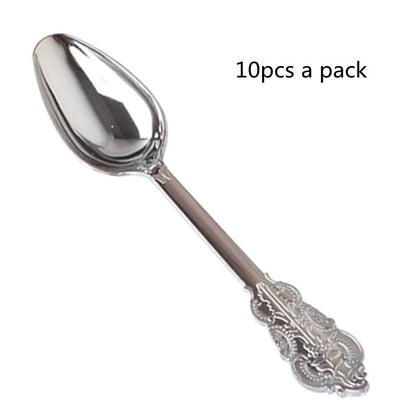 10 Disposable Plastic Electroplated Silver Cutlery Cutlery