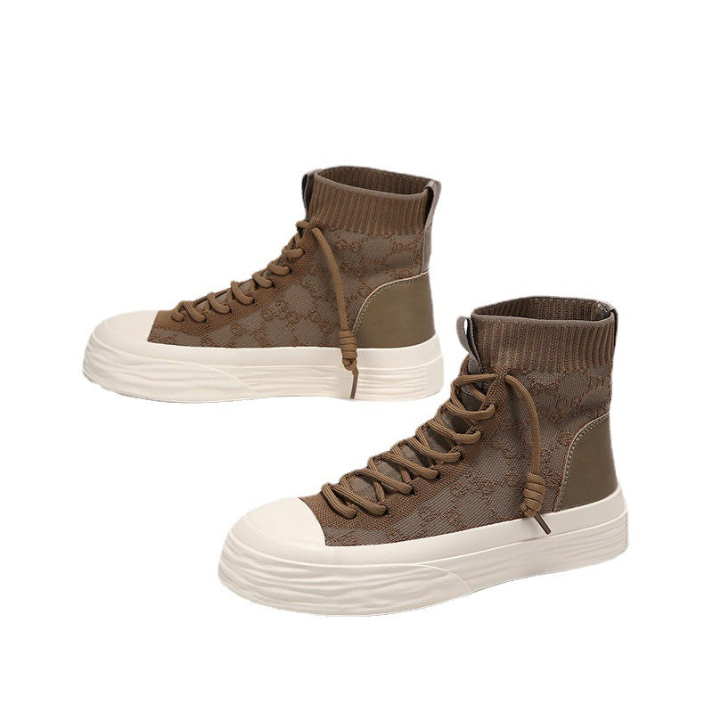 High-top Women's Flat New Retro All-match Casual Socks Shoes