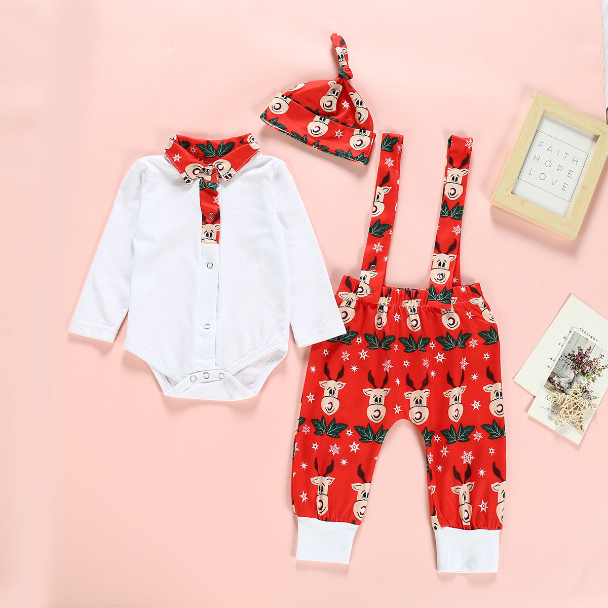 Explosive Christmas Gentleman Strap Set Christmas Deer Print