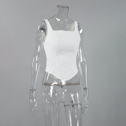 Inner Design White Square-cut Collar Sleeveless Top