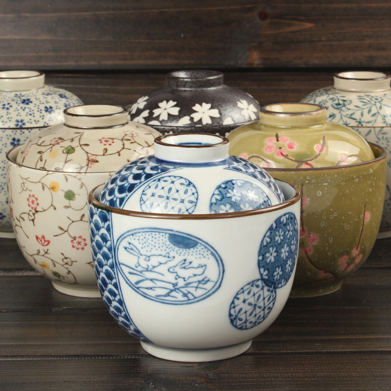 Japanese Ceramic Rice Bowl With Lid Preservation Cup