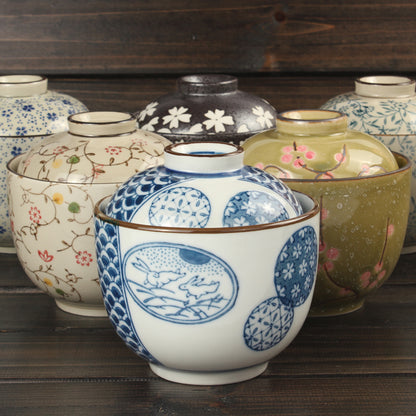 Japanese Ceramic Rice Bowl With Lid Preservation Cup