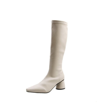 Long Boots Women's Boots Autumn And Winter New British Style Women's Shoes High-heeled Black Thick-heeled Retro Boots Pointed Knight Boots