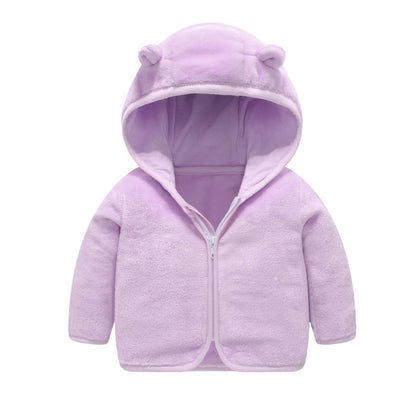 Children's Coral Fleece Jacket Padded Warm Hooded Top
