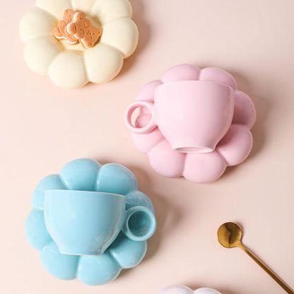 Flower Ceramic Cup And Saucer Breakfast Coffee Creative Color Underglaze Color