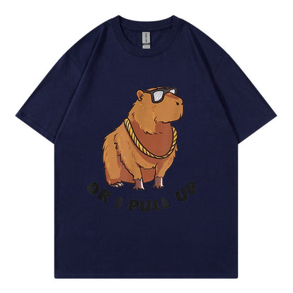 Printed Hip Hop Loose Short-sleeved T-shirt Men's Fashion Hong Kong Style Youth