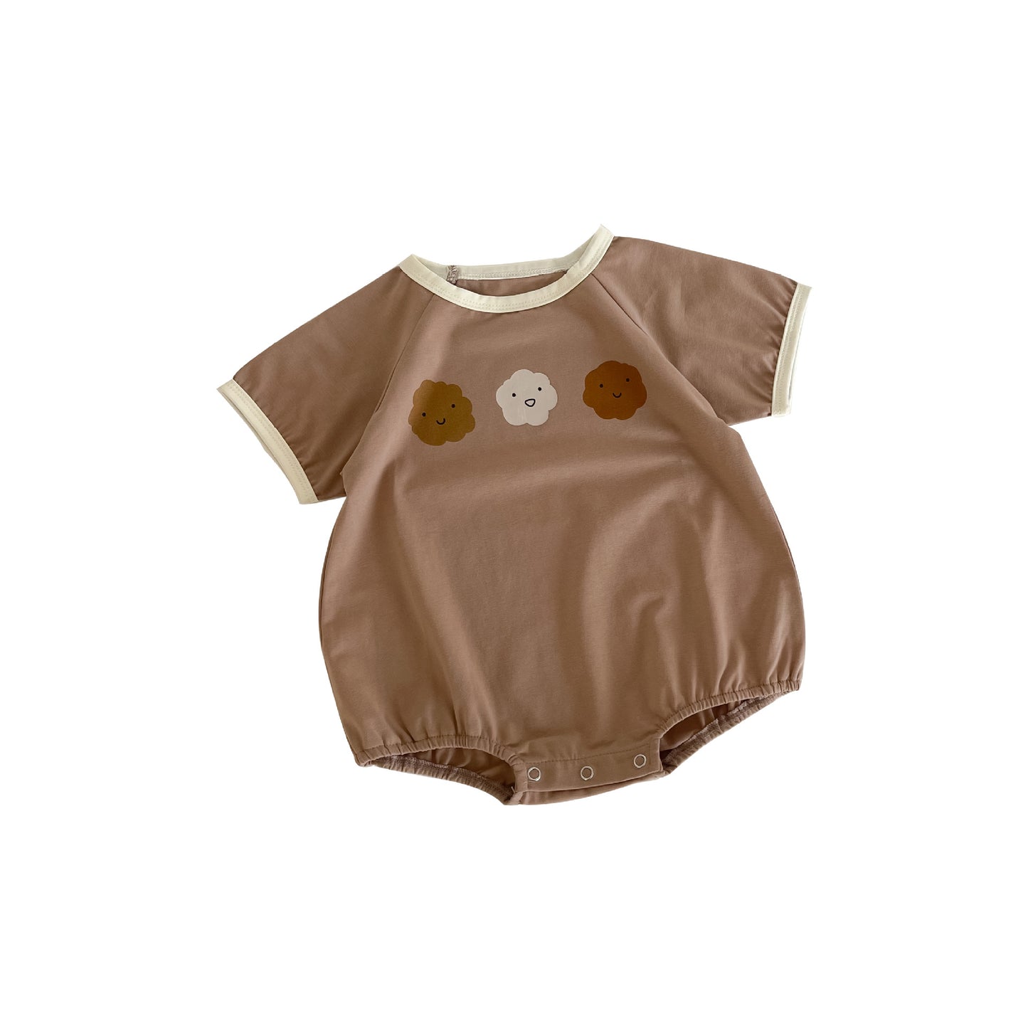 Infant Short Sleeve Romper Cotton Cute Print Round Neck