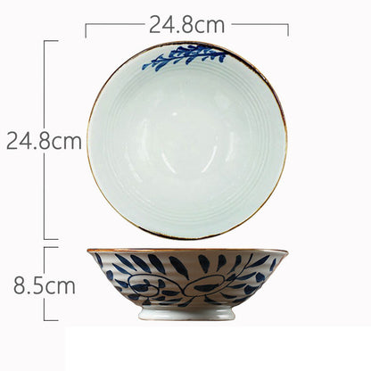 High Temperature Underglaze Color Hand-painted Ceramic Cross Grain Bowl