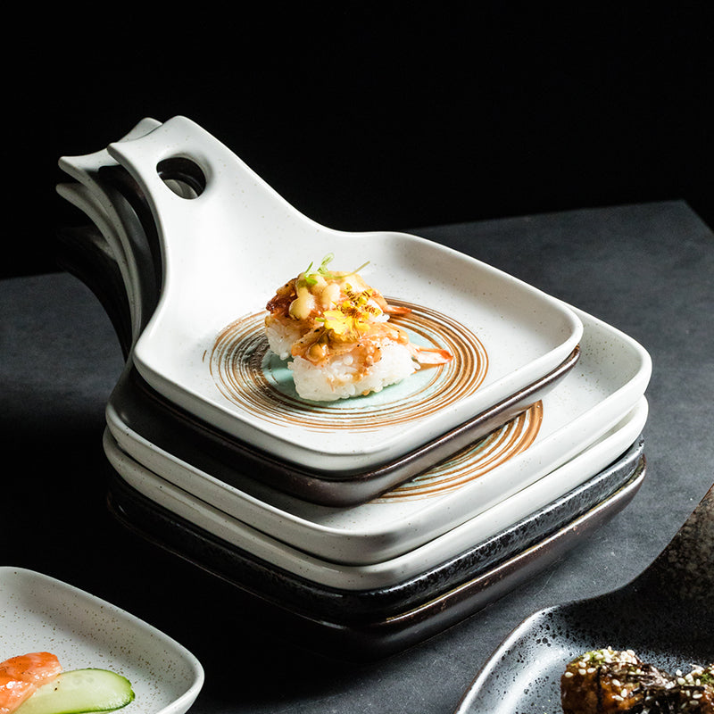 Japanese Style Single Handle Ceramic Plate Household Creative Dining Table