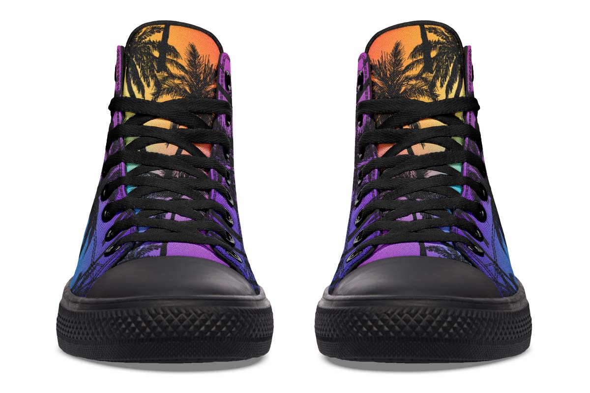 Men's And Women's Fashion Color Printing High-top Canvas Shoes