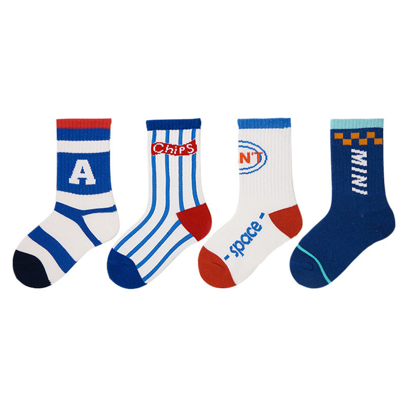 Children's Socks, Trendy Socks, Spring Letters, Street Sports Style