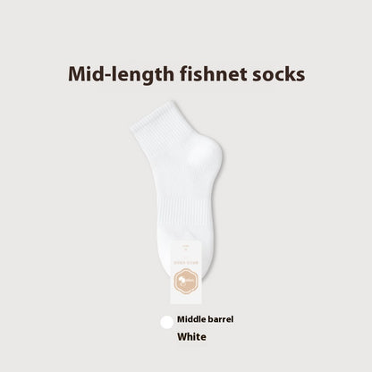 Pure Cotton Breathable Mesh Short Socks Men's Deodorant And Sweat-absorbing Summer Antibacterial