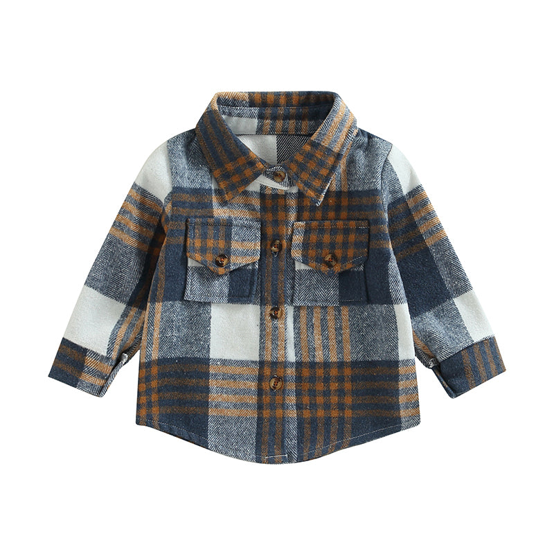 Autumn Unisex Lapel Long-sleeved Single-breasted Tunic New Children's Shirt