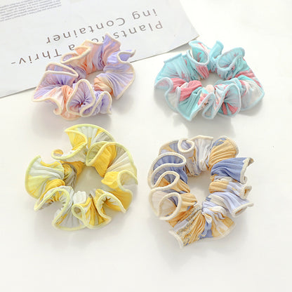 Pleated Color Tie Dye Large Intestine Ring Japanese And Korean Temperament Girl Head Rope Hair Accessories