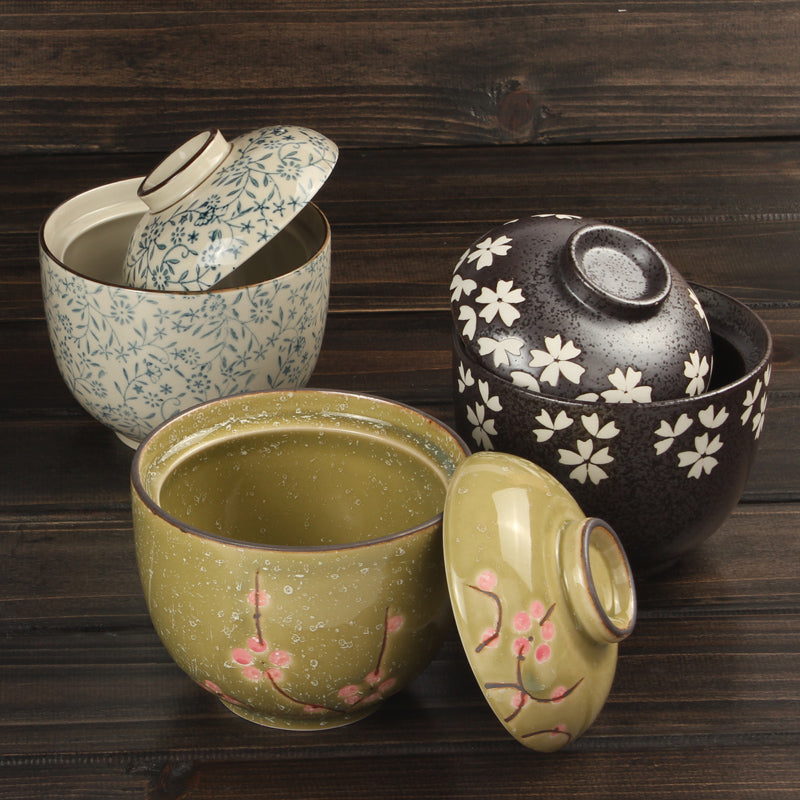 Japanese Ceramic Rice Bowl With Lid Preservation Cup