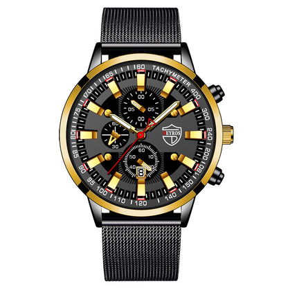 Stainless Steel Mesh Strap Men's Watch Fashion Luminous Calendar
