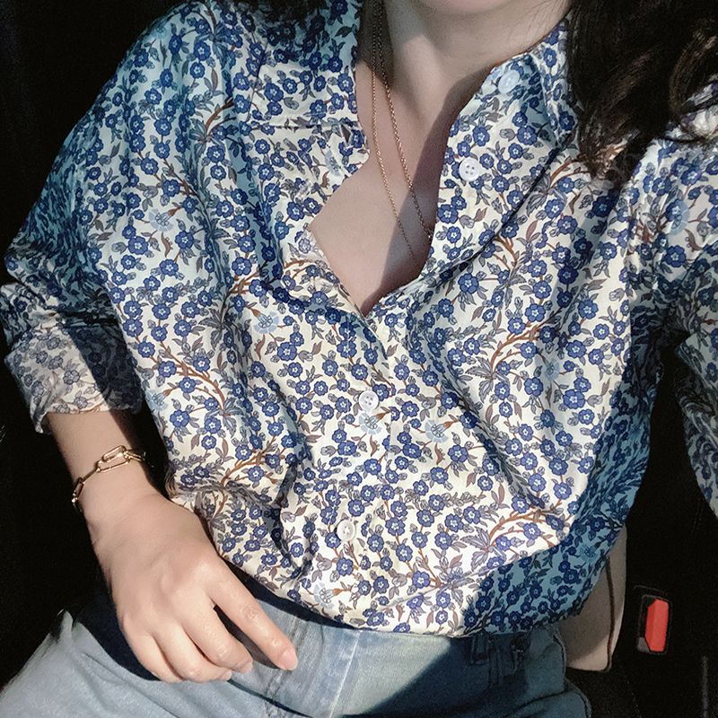 Niche Art Shirt Retro Blue Arabesque