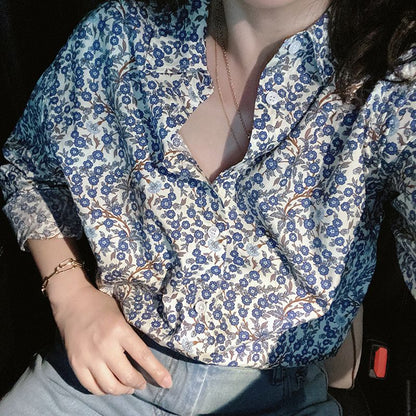 Niche Art Shirt Retro Blue Arabesque