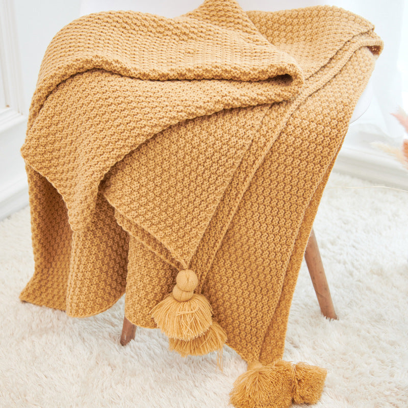 Fringed Knitted Pineapple Pendant Baby Blanket