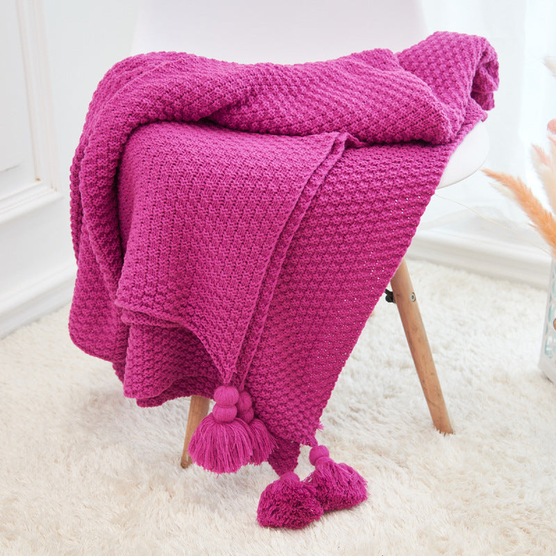 Fringed Knitted Pineapple Pendant Baby Blanket