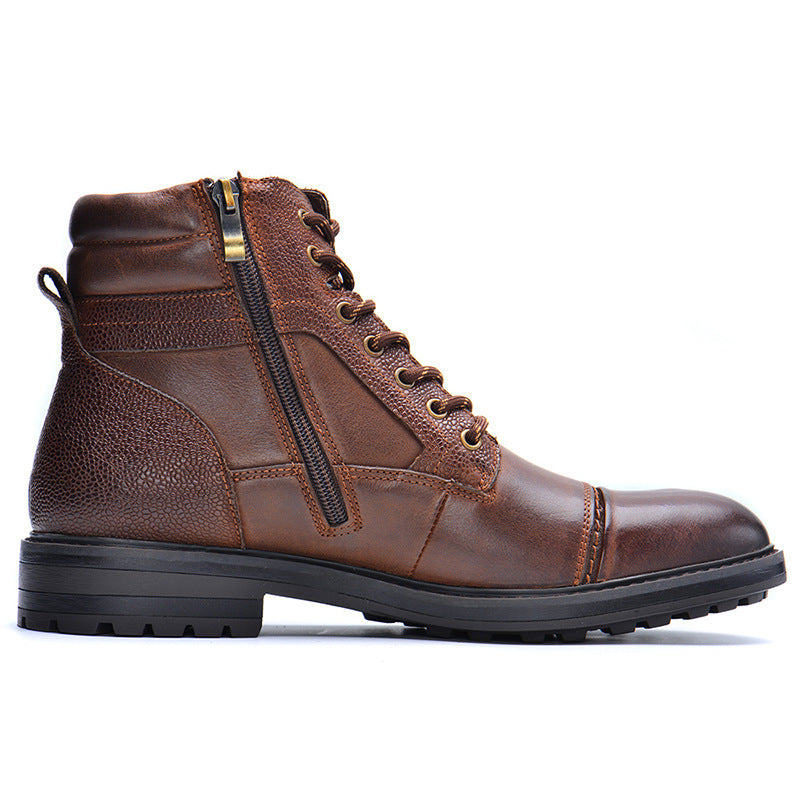 Fashion Simple Men's Top Layer Cowhide Leather Boots