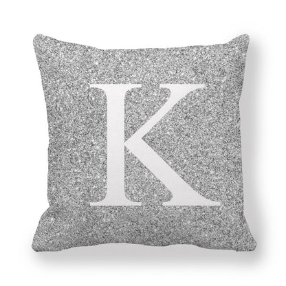 Fashion Gray Shading 26 English Letters Encrypted Peach Skin Fabric Pillow Cover