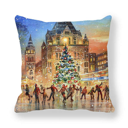 Christmas Style Encryption Peach Skin Fabric Pillow Cover