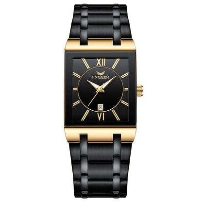 Mens Square Waterproof Band Calendar Quartz Watch