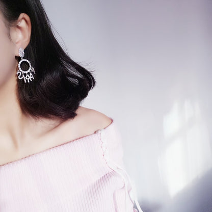 Women's Fashion Tassel Micro Set Zircon Stud Earrings