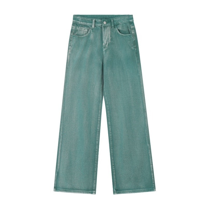 Women's Autumn Dopamine Color Retro Jeans Loose Casual Straight Leg Slimming Colored Pants