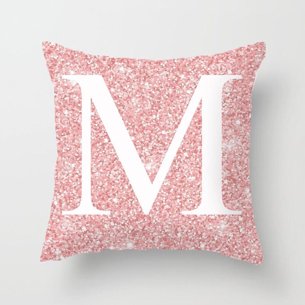 Metal Letters Peach Skin Fabric Pillow Cover Cushion Cover