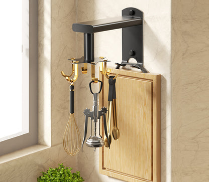 Kitchen Rotating Hook Spatula Shelf Wall Multifunctional Wall Hanging Storage Rack