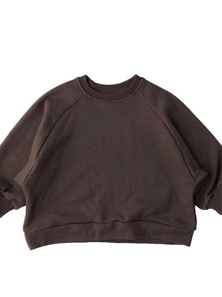 Children's Solid Color Loose Round Neck Sweater