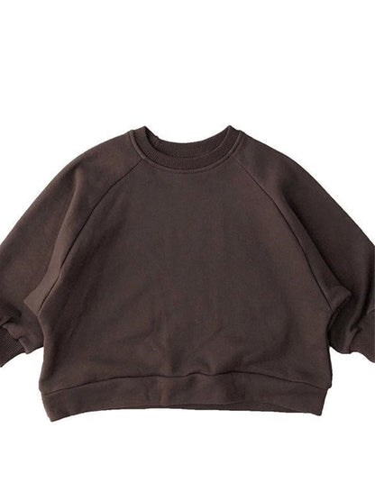 Children's Solid Color Loose Round Neck Sweater