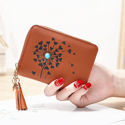 Simple PU Leather Zipper Multiple Card Slots Mini Short Women's Wallet