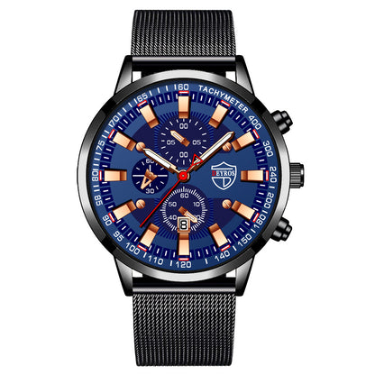 Stainless Steel Mesh Strap Men's Watch Fashion Luminous Calendar
