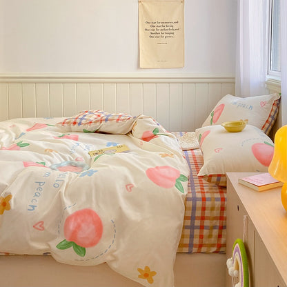 Printed Cartoon Girl  Quilt Cover Cotton Four-piece Bed Sheet